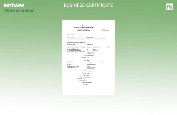 модерен стил Уверение за регистрација на бизнис во Малезија Шаблон Word и PDF, ш